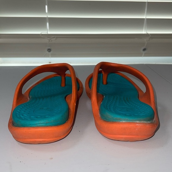 Crocs Teal/Orange Capri Thong Sandals Flip Flop Size 3 - Picture 8 of 8